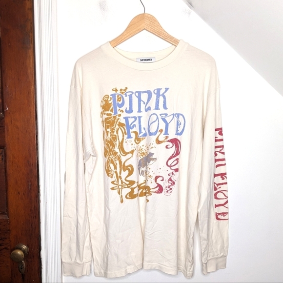 Daydreamer Tops - DAYDREAMER Pink Floyd Swirled Long Sleeve Tee in Vintage White NEW Size L